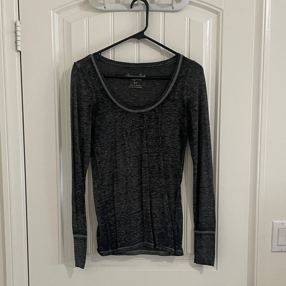 American Eagle Outfitters Charcoal Long Sleeve Top